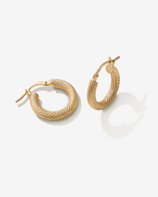 Snakeskin 14ct Small Solid Gold Chunky Hoop Earrings For Women, Ladies FIGLIO Jewellery