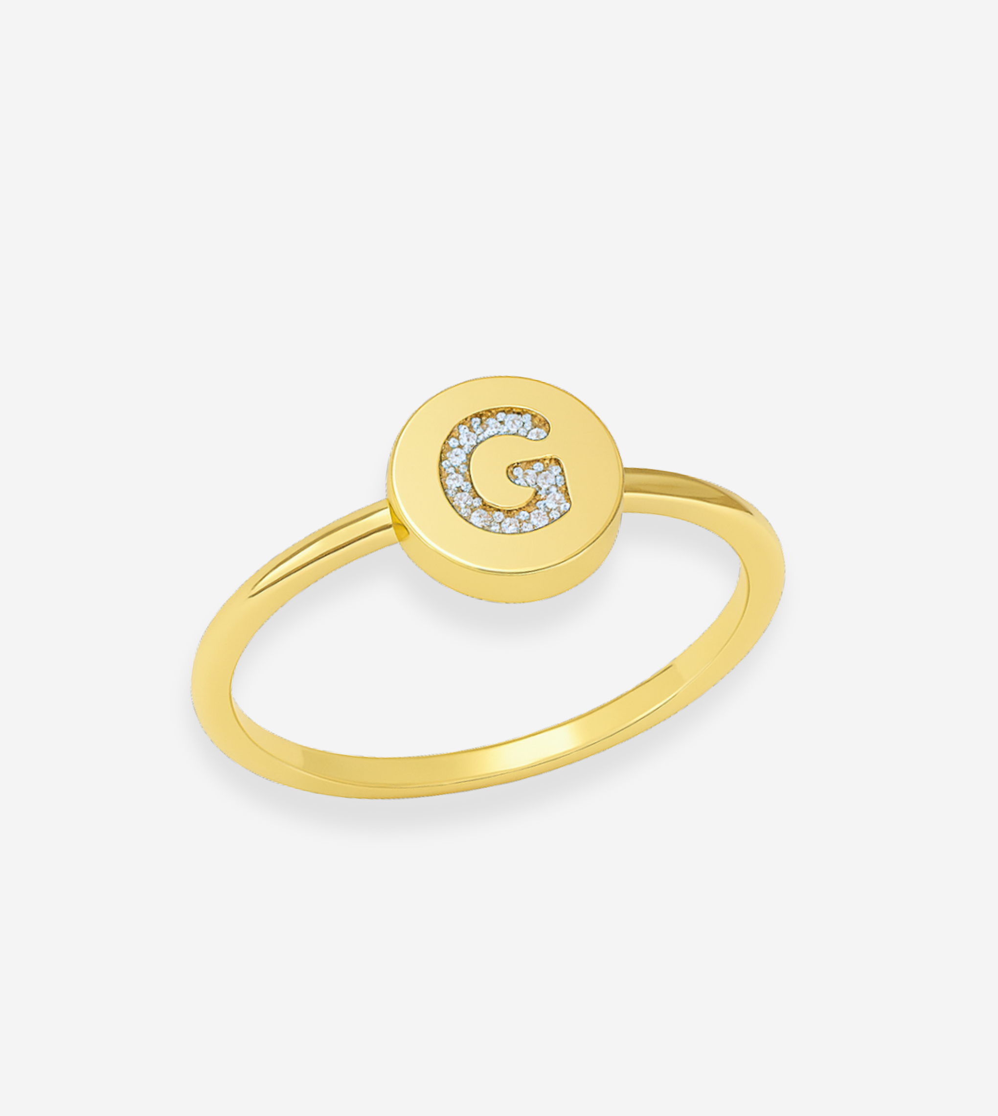 FIGLIO 18k Gold Diamond Letter G Ring