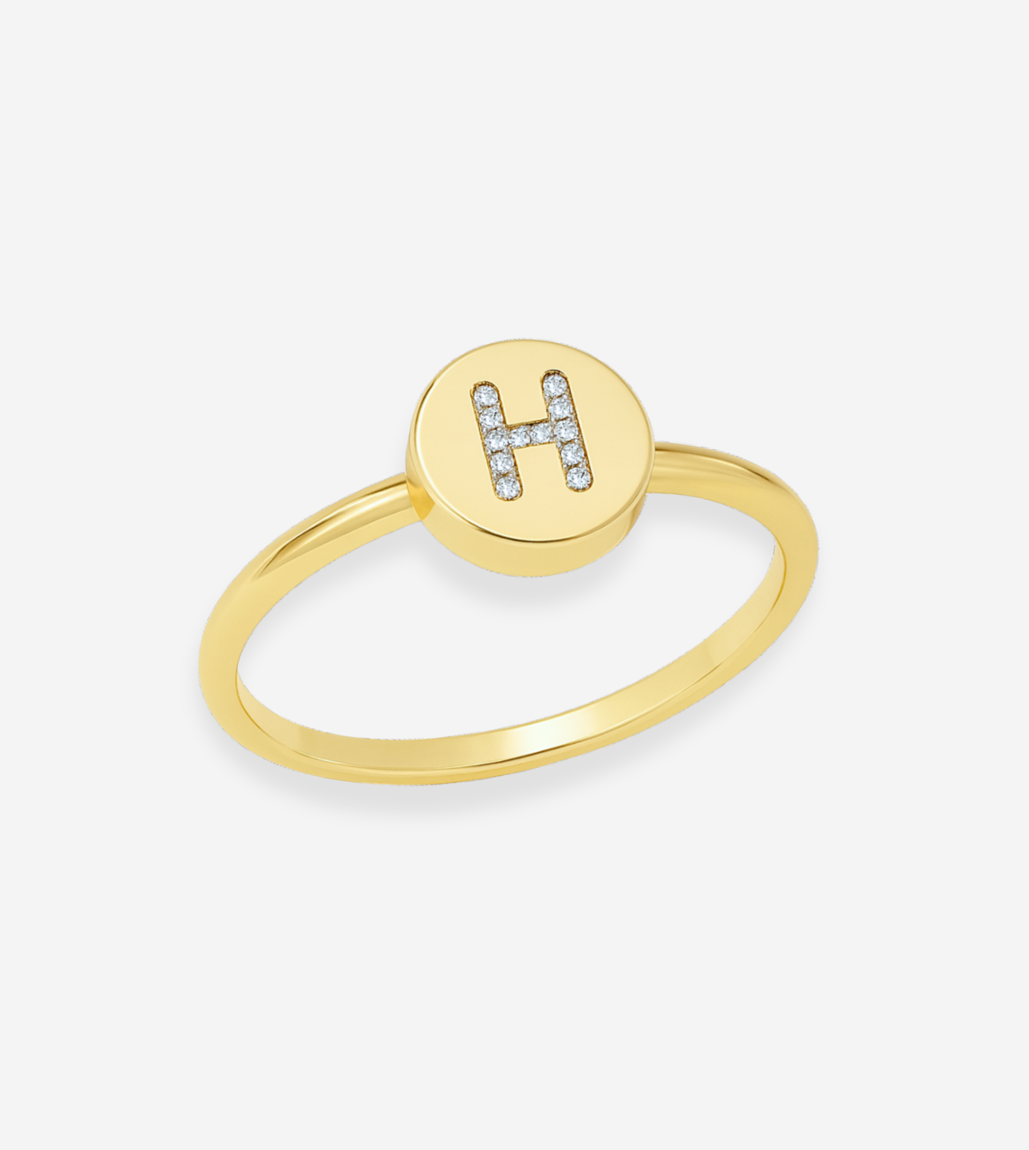 FIGLIO 18k Gold Diamond Letter H Ring