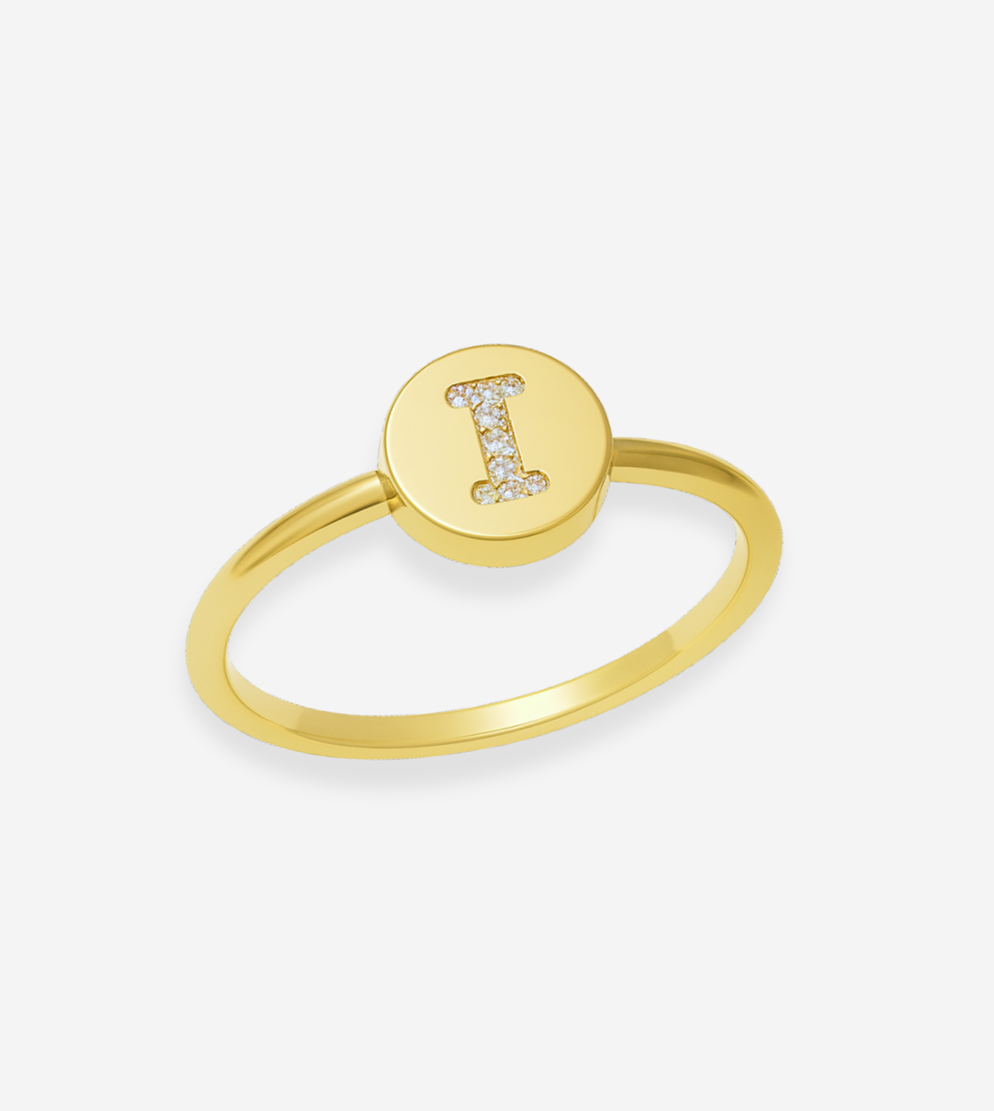 FIGLIO 18k Gold Diamond Letter I Ring