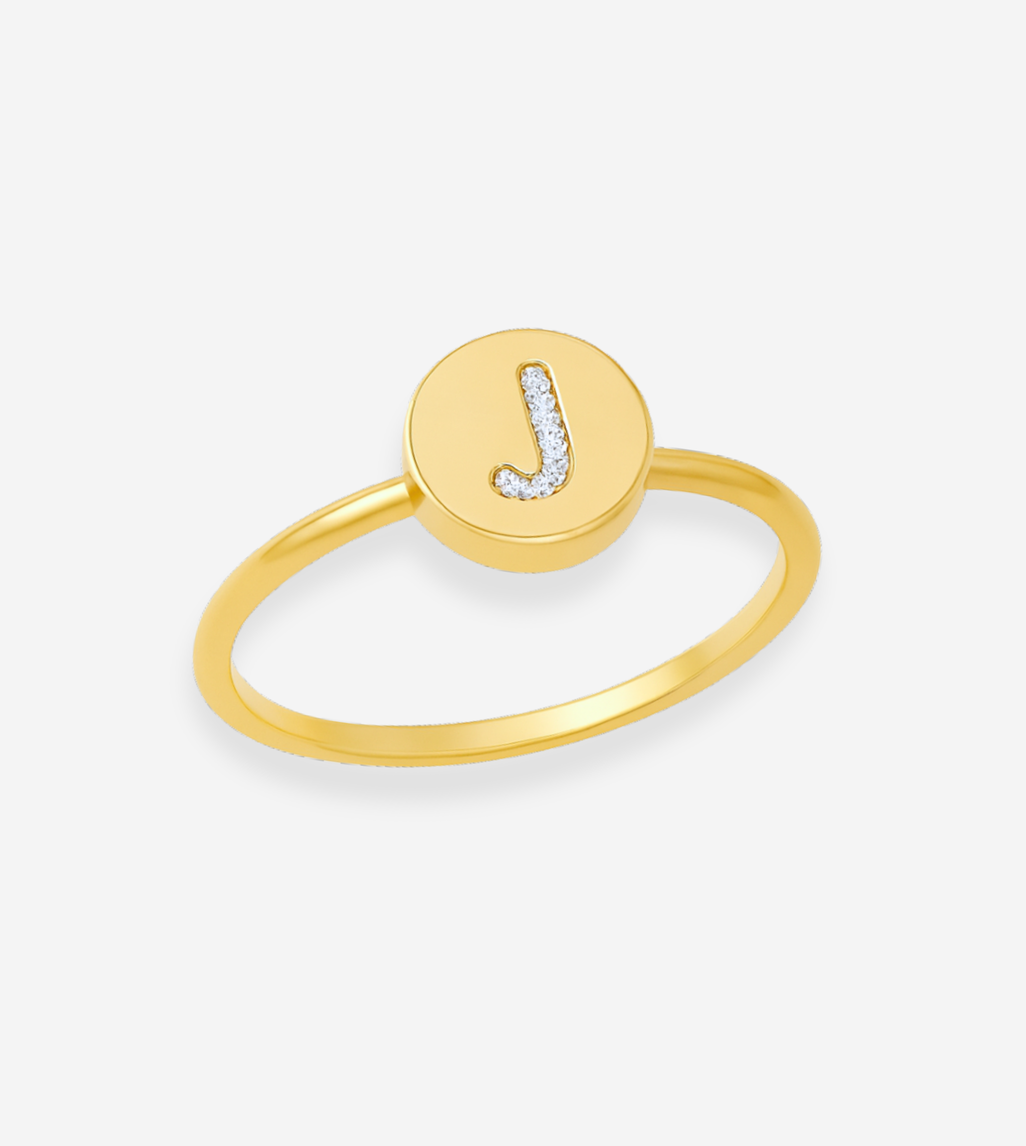 FIGLIO 18k Gold Diamond Letter J Ring