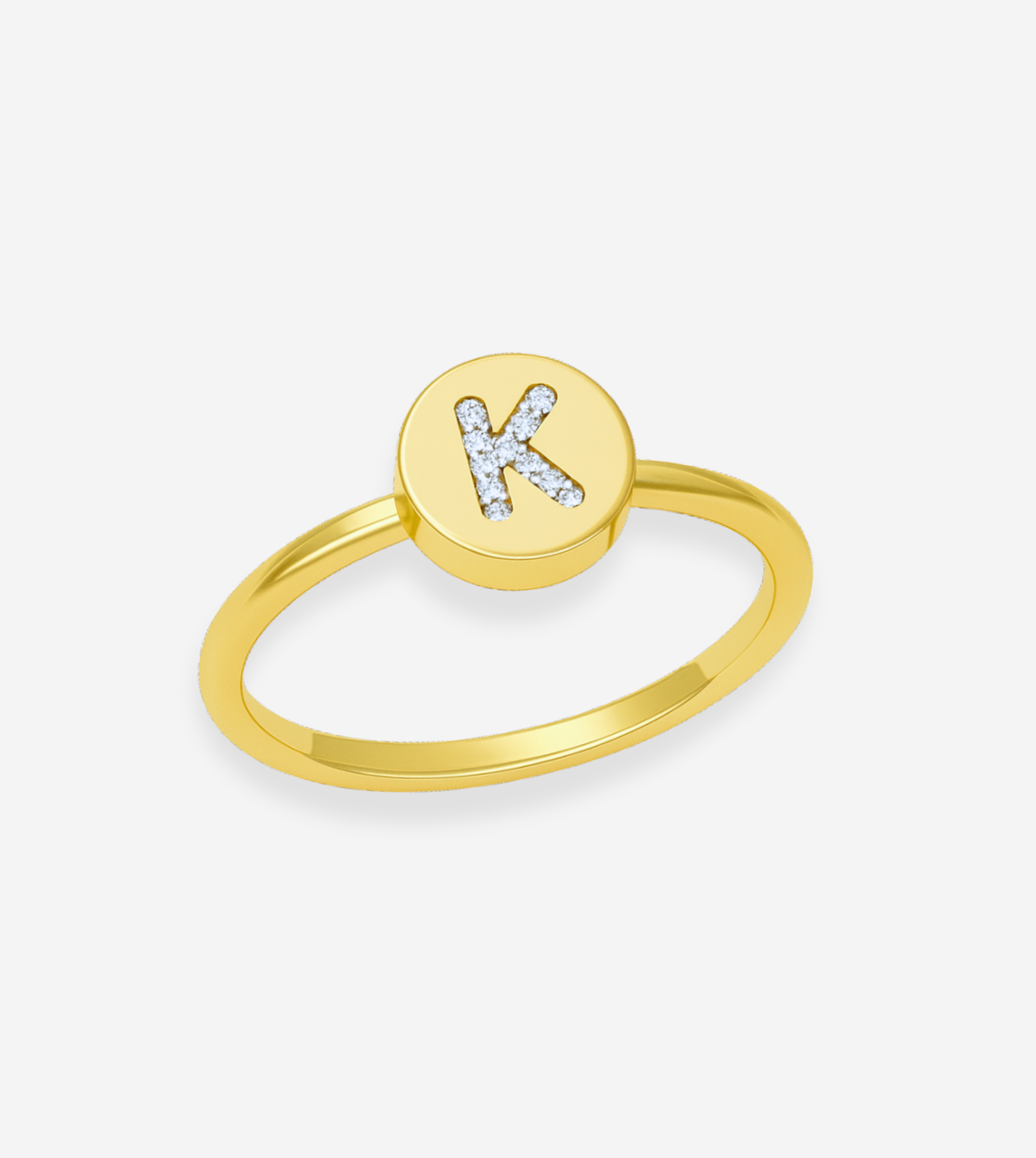 FIGLIO 18k Gold Diamond Letter K Ring