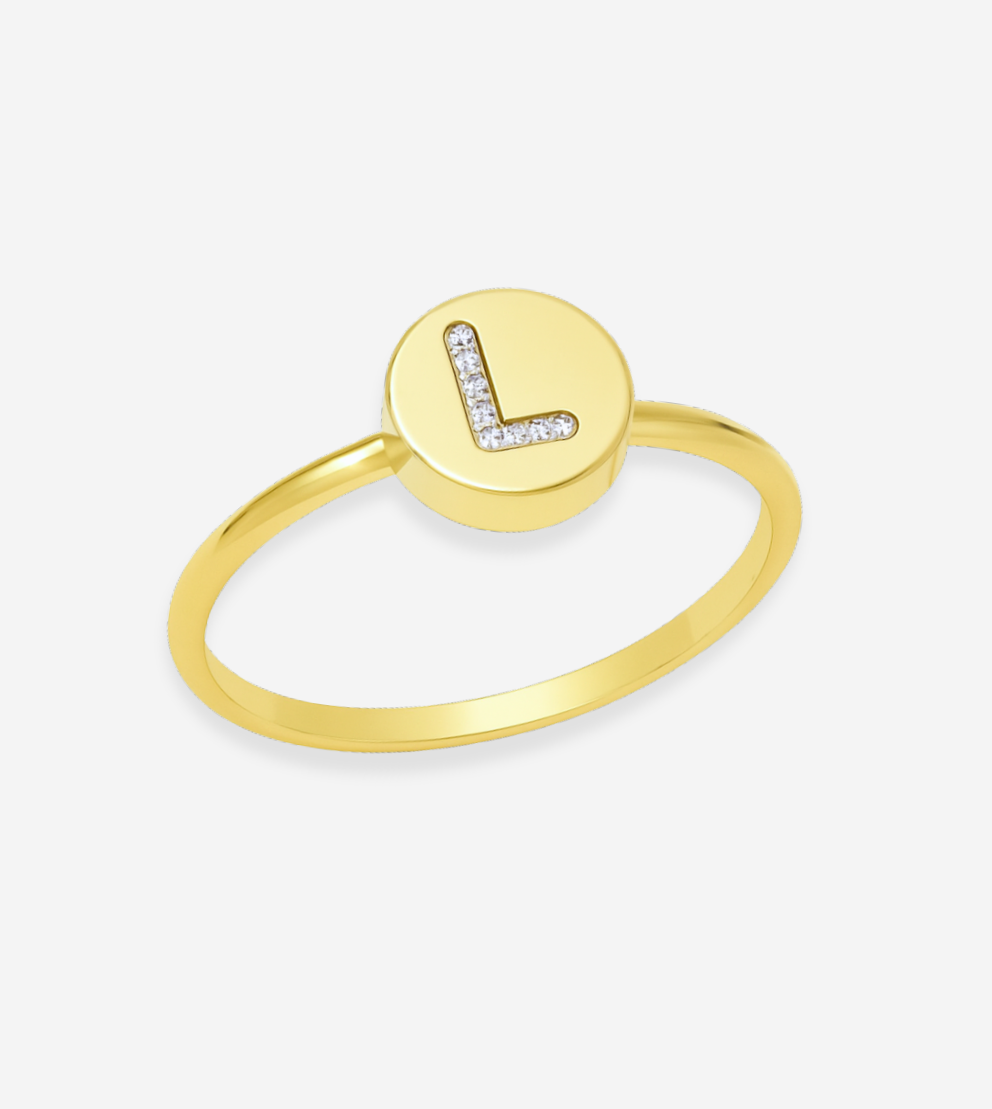 FIGLIO 18k Gold Diamond Letter L Ring