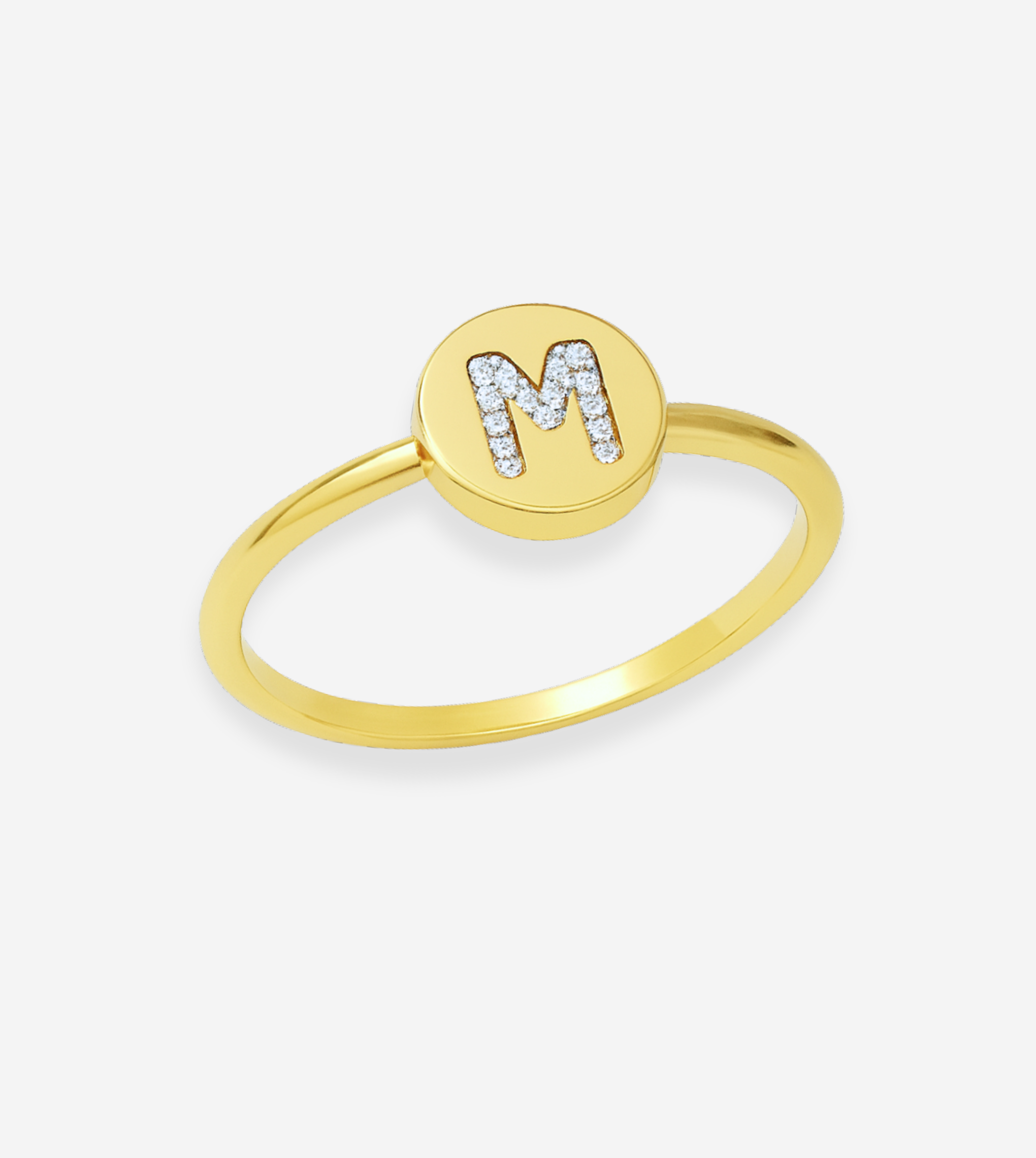 FIGLIO 18k Gold Diamond Letter M Ring