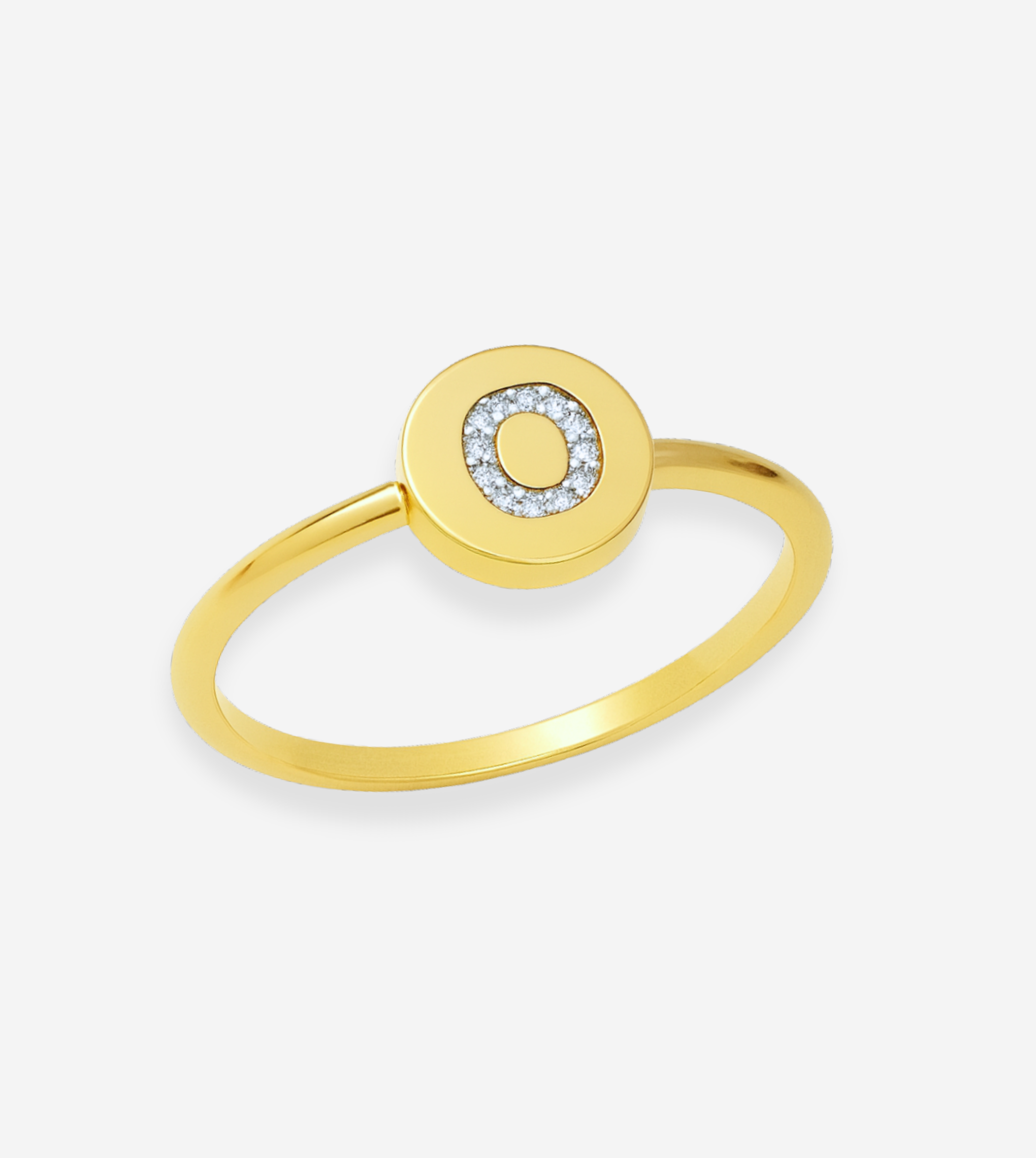 FIGLIO 18k Gold Diamond Letter O Ring