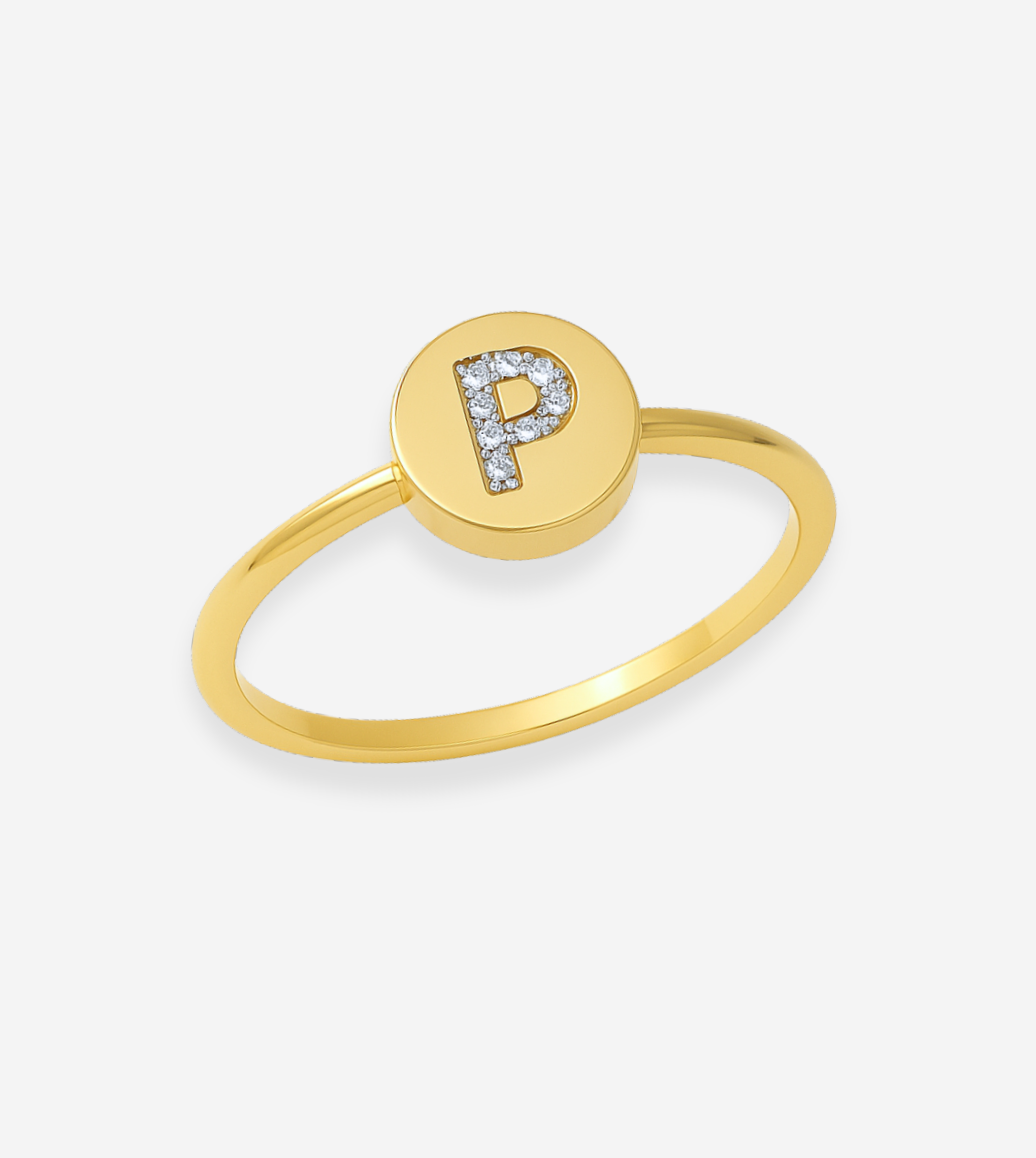 FIGLIO 18k Gold Diamond Letter P Ring
