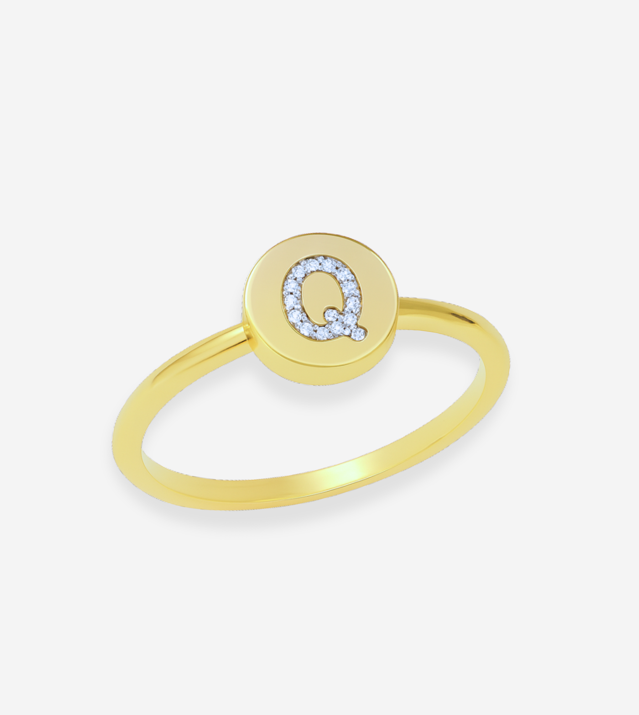 FIGLIO 18k Gold Diamond Letter Q Ring