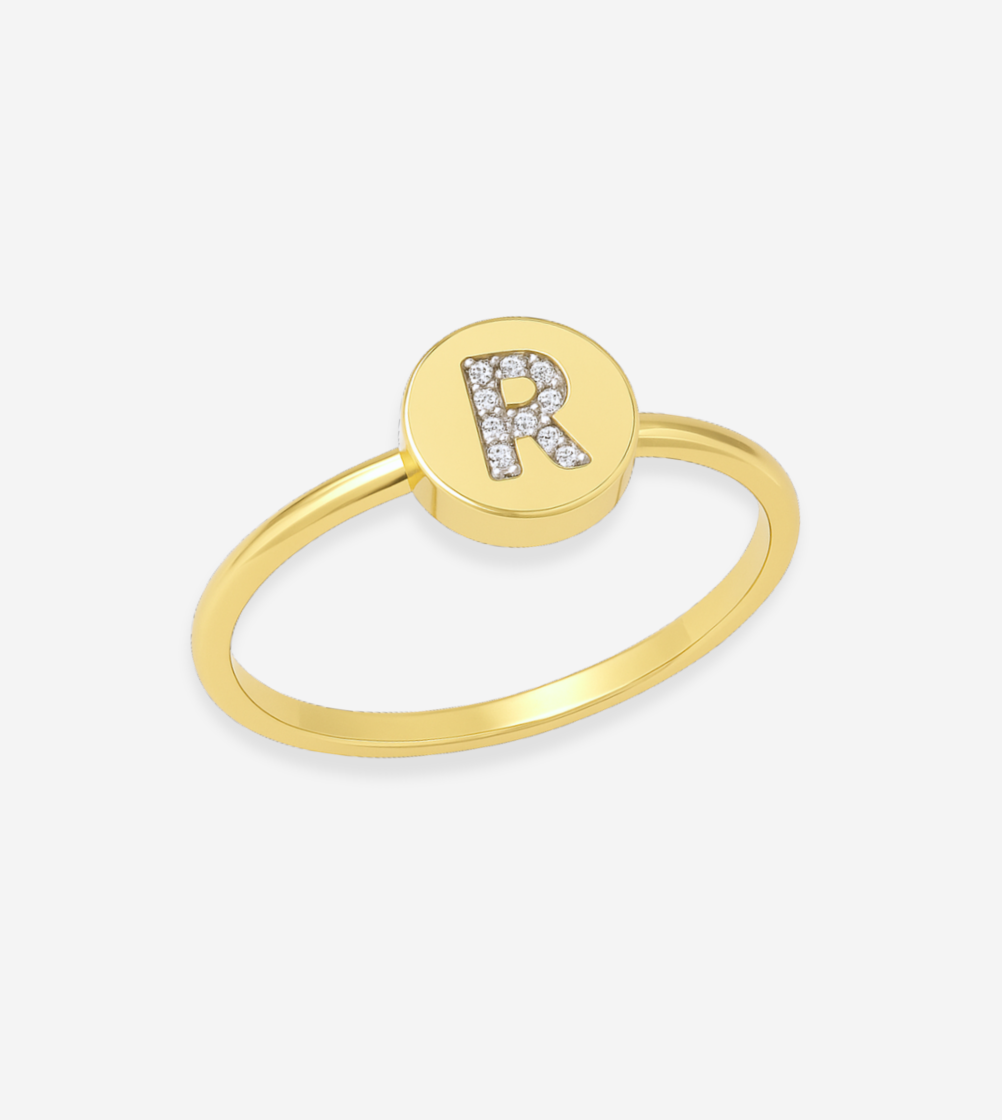 FIGLIO 18k Gold Diamond Letter R Ring