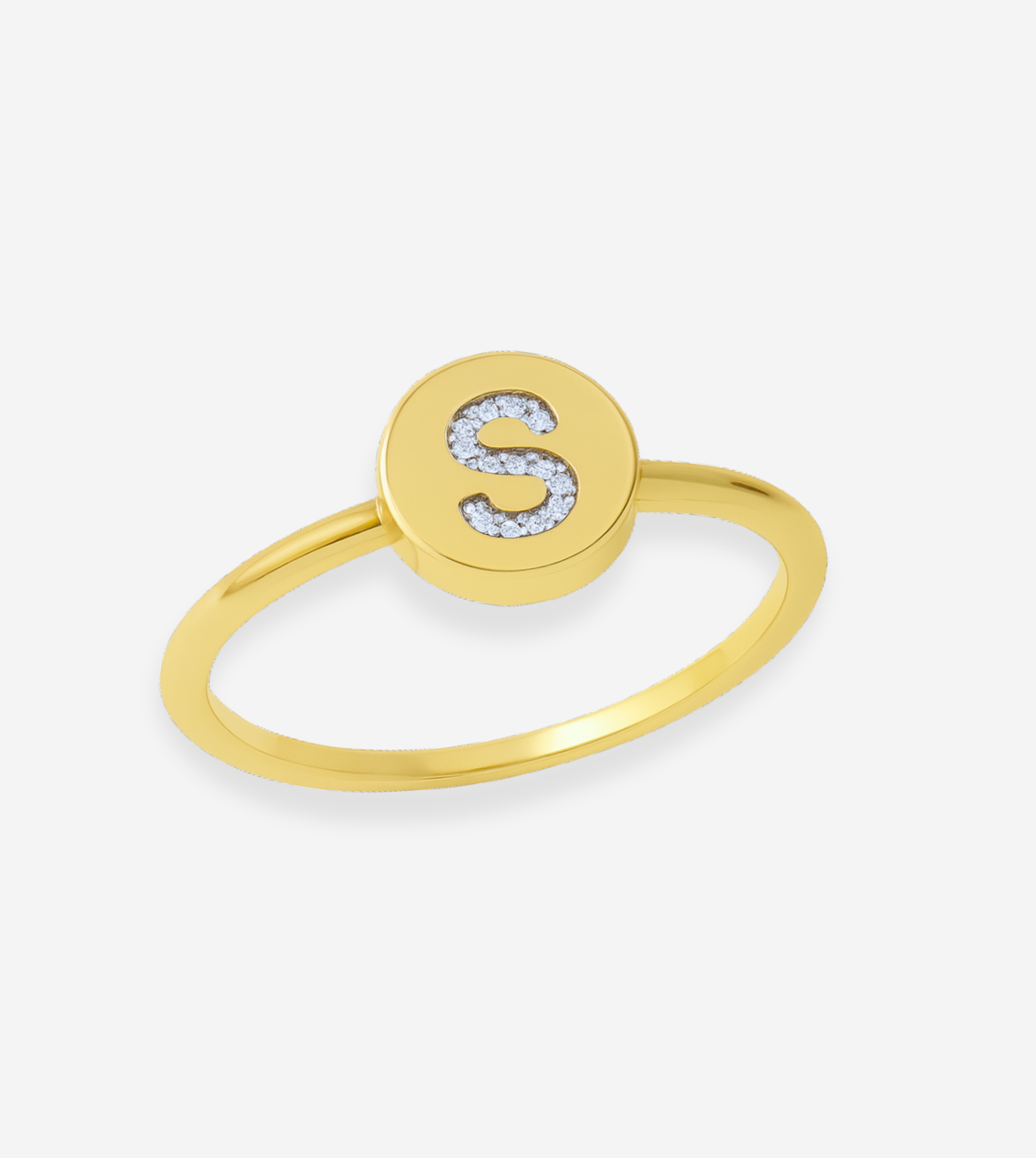 FIGLIO 18k Gold Diamond Letter S Ring