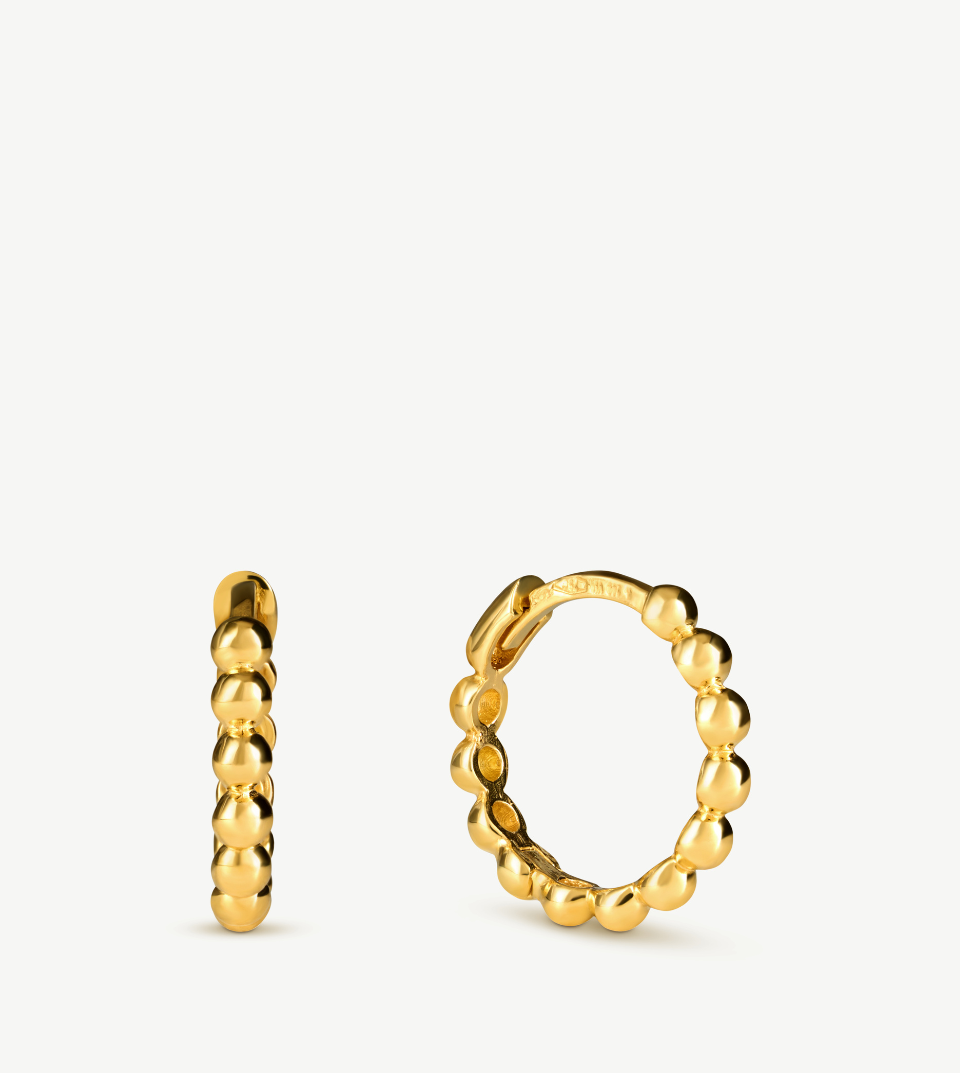 Geometric Hoop Earrings in 18k Yellow Gold, Sphere