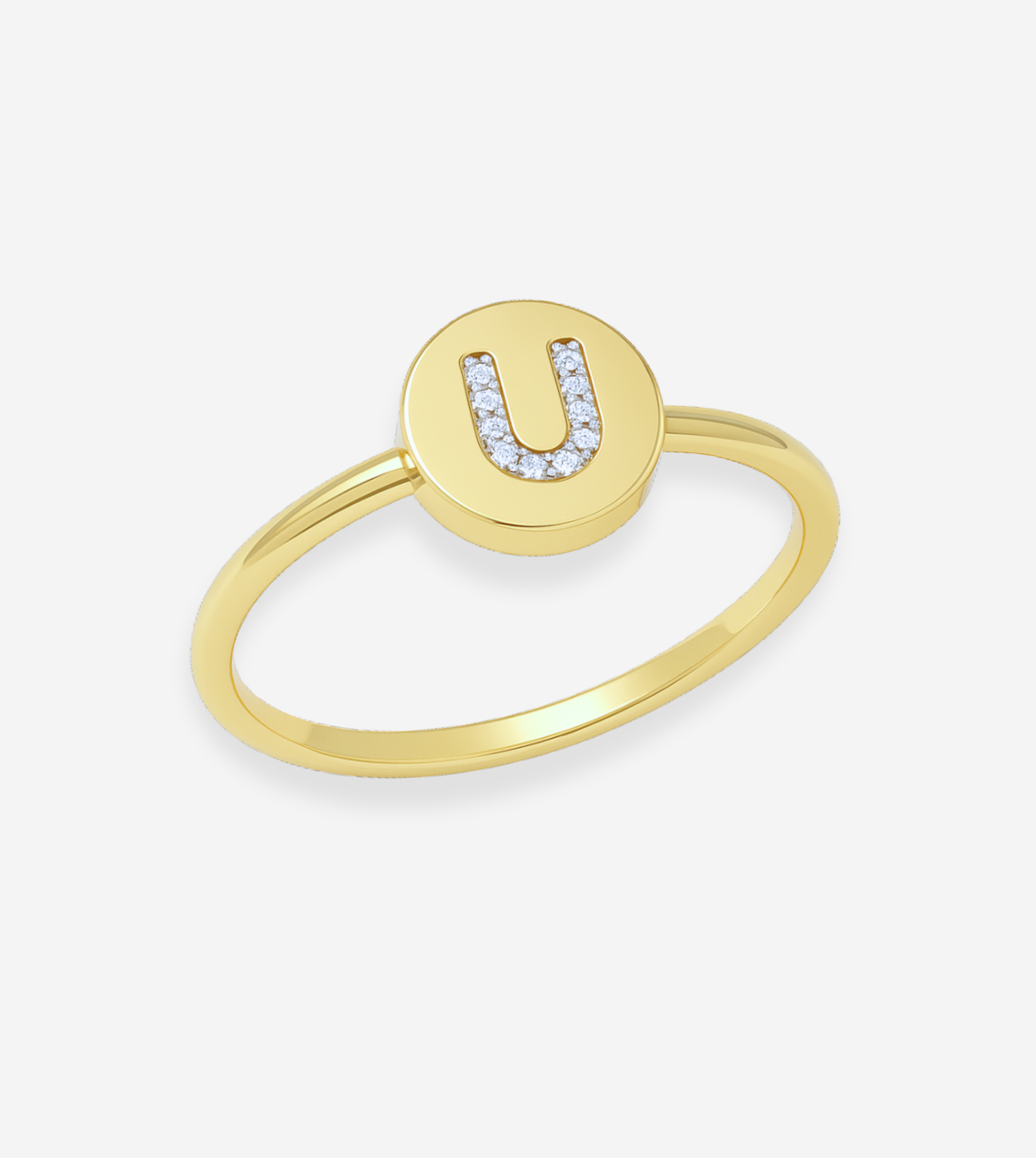 FIGLIO 18k Gold Diamond Letter U Ring