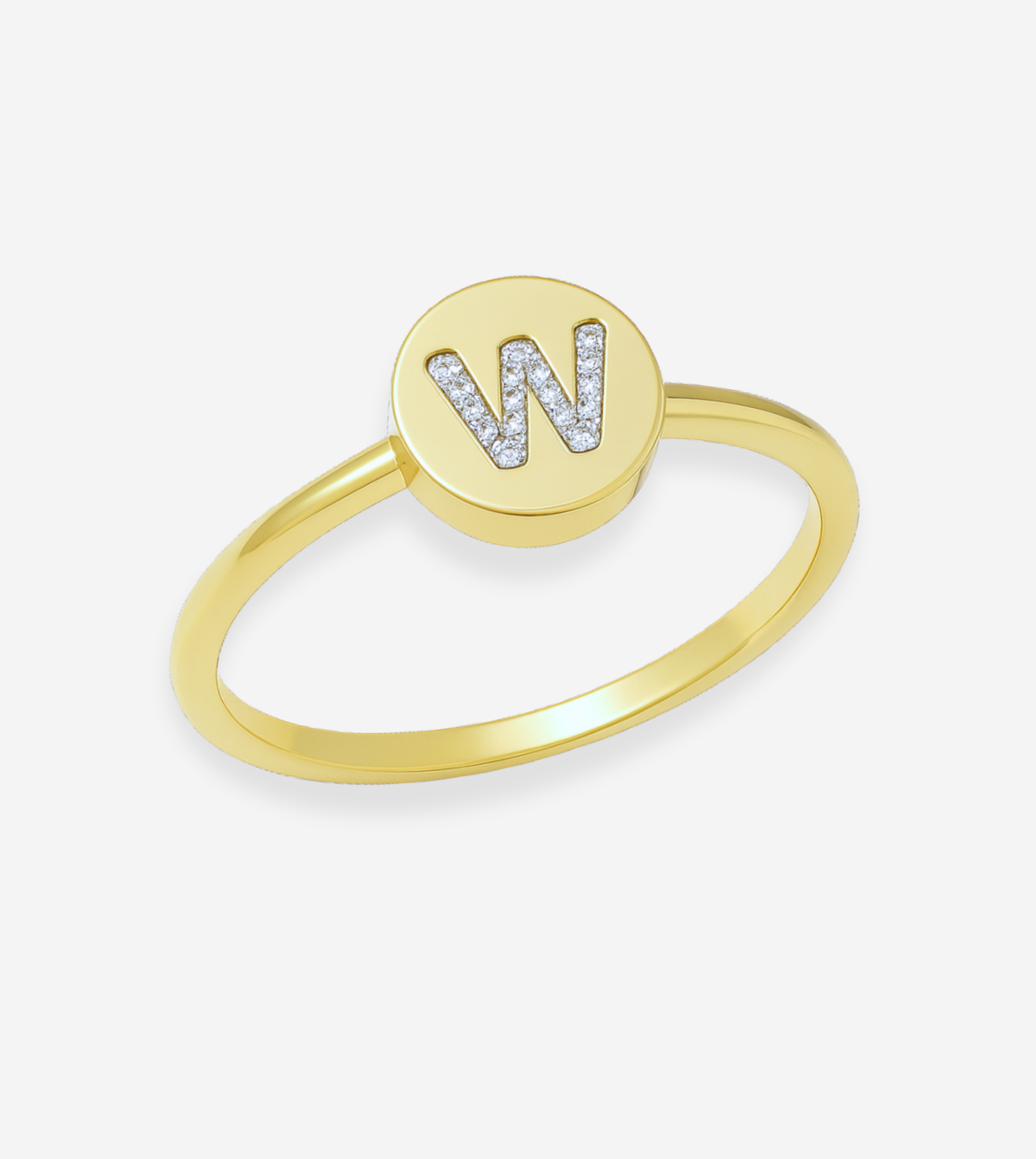 FIGLIO 18k Gold Diamond Letter W Ring