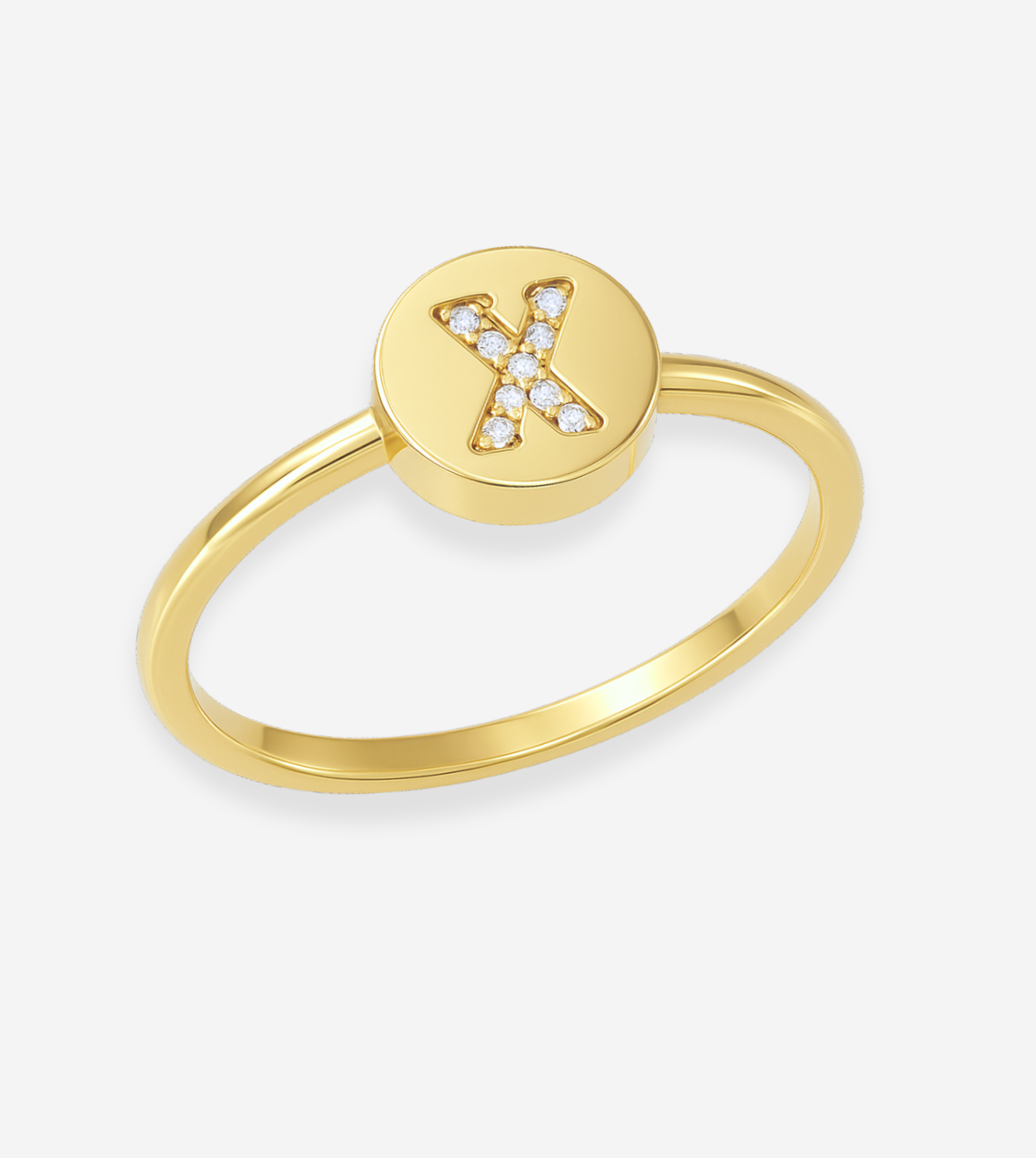 FIGLIO 18k Gold Diamond Letter X Ring