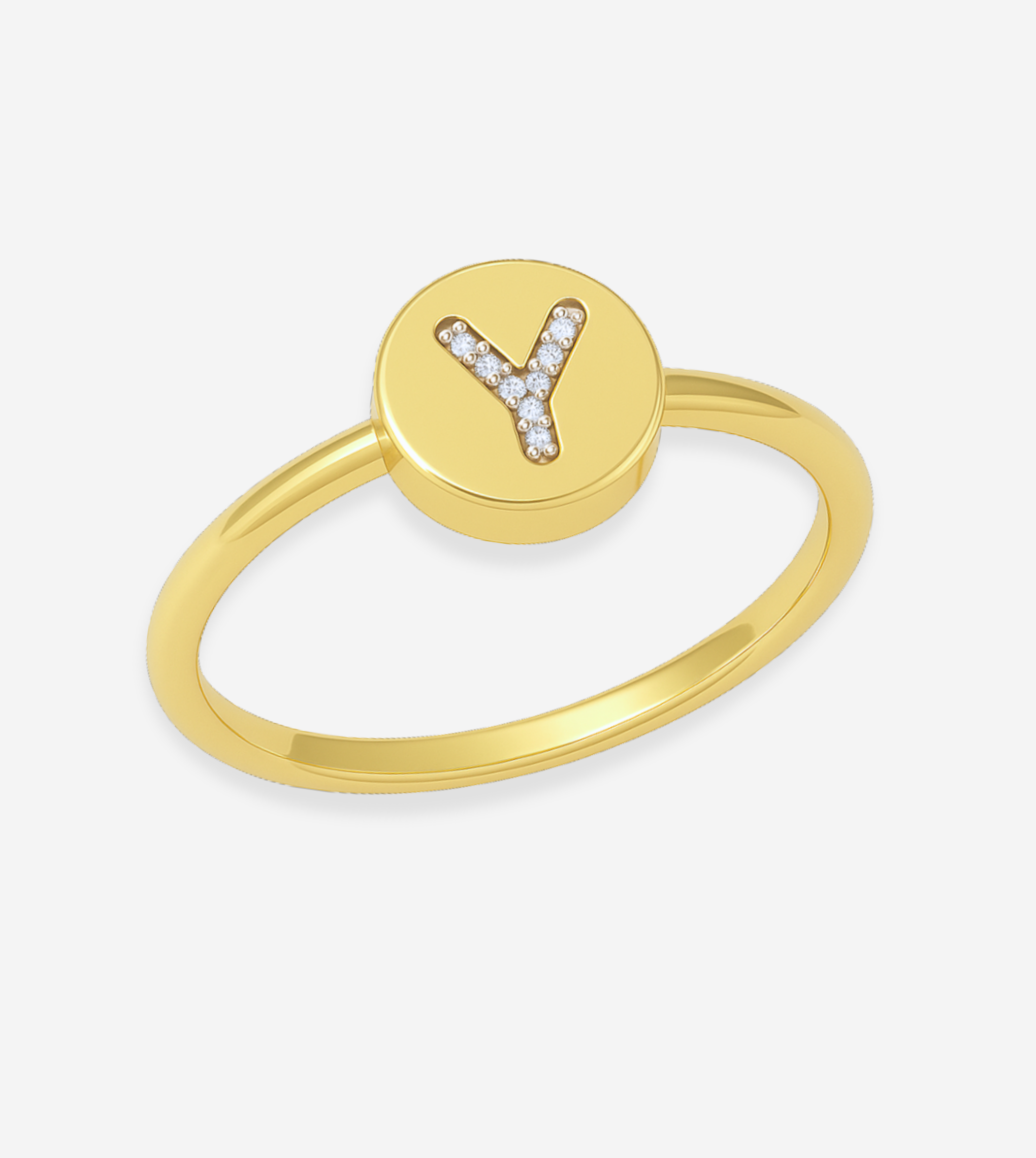 FIGLIO 18k Gold Diamond Letter Y Ring