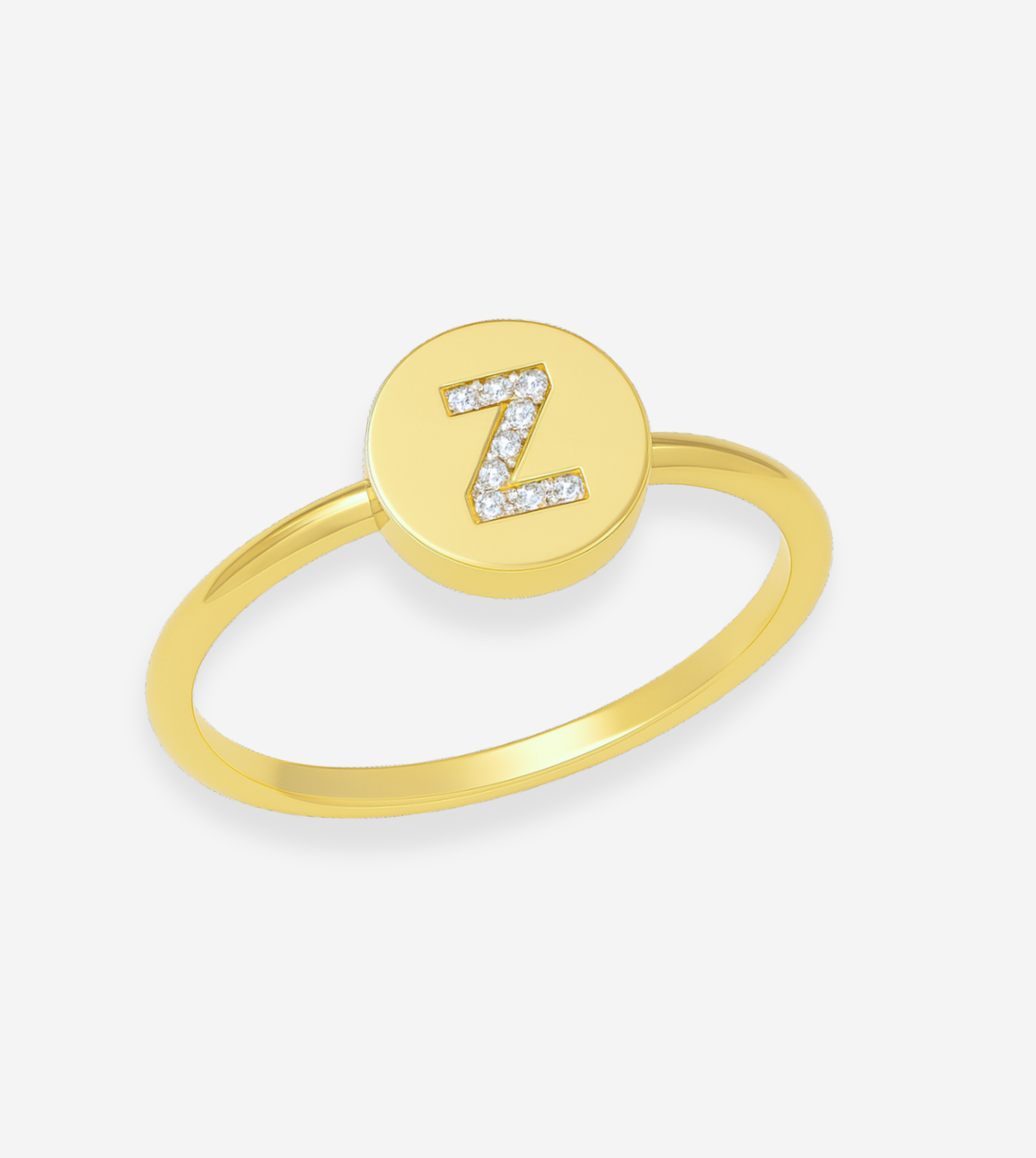 FIGLIO 18k Gold Diamond Letter Z Ring