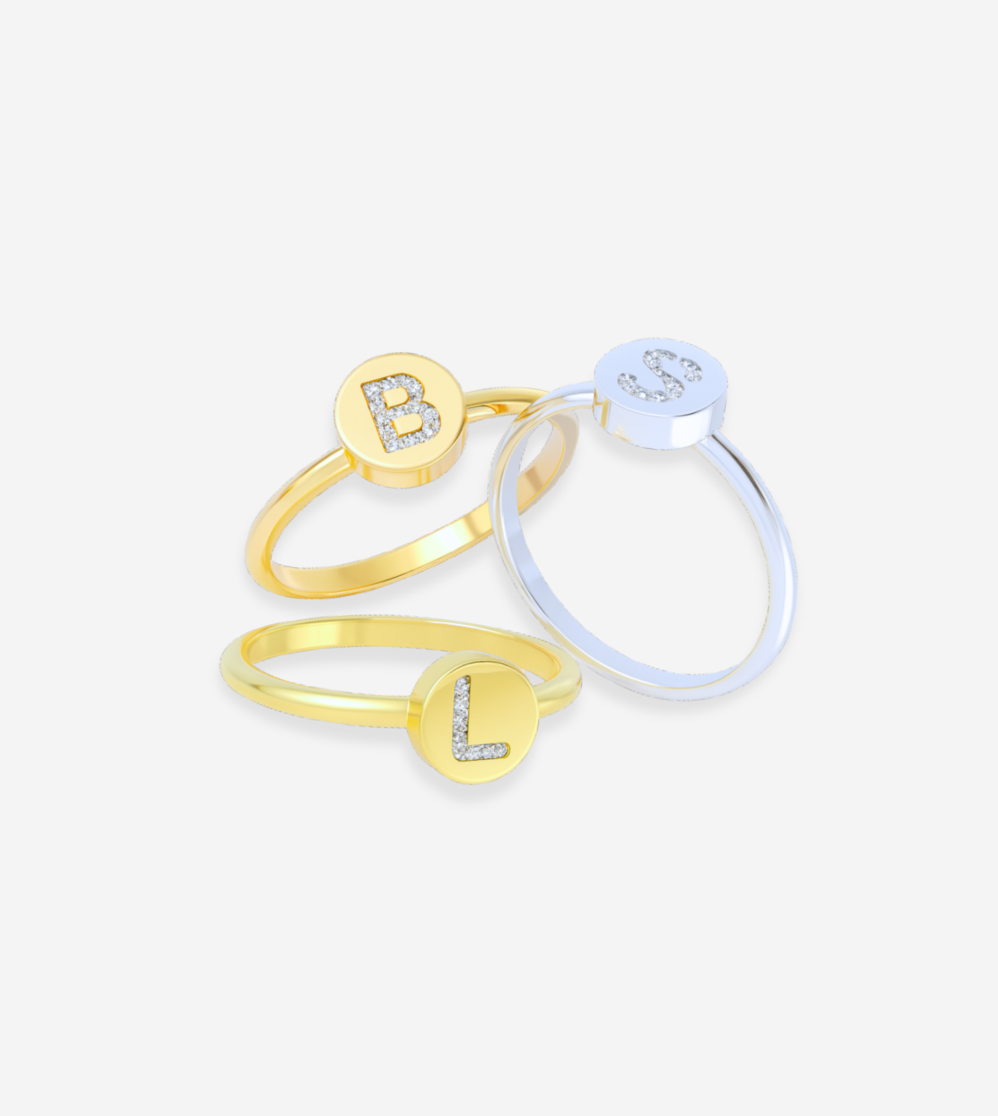 FIGLIO 18k Gold Diamond Initial Ring – Select a Letter