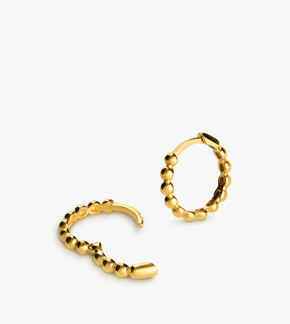 Geometric Hoop Earrings in 18k Yellow Gold, Sphere