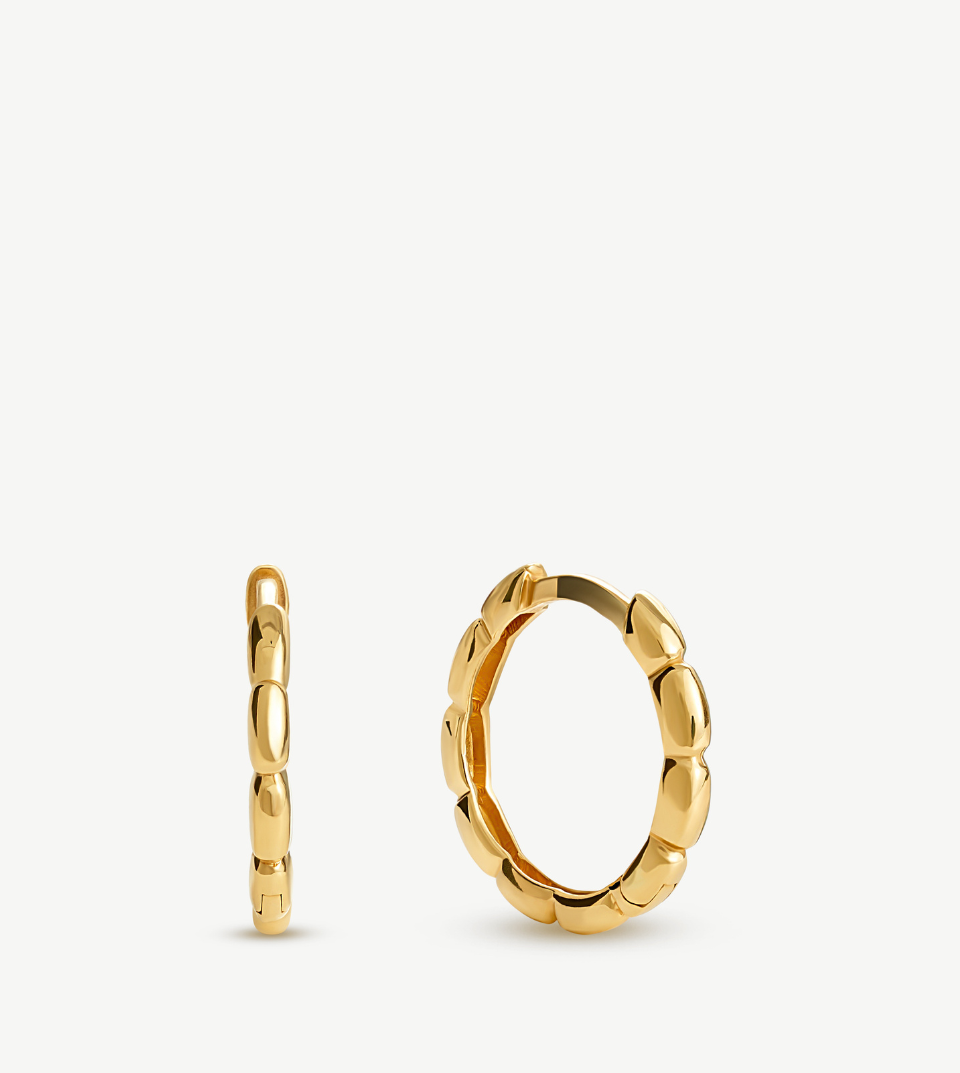 Huggie Earrings in Yellow Gold, 12mm