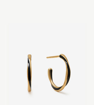 Candy Hoops in Yellow Gold, Black enamel