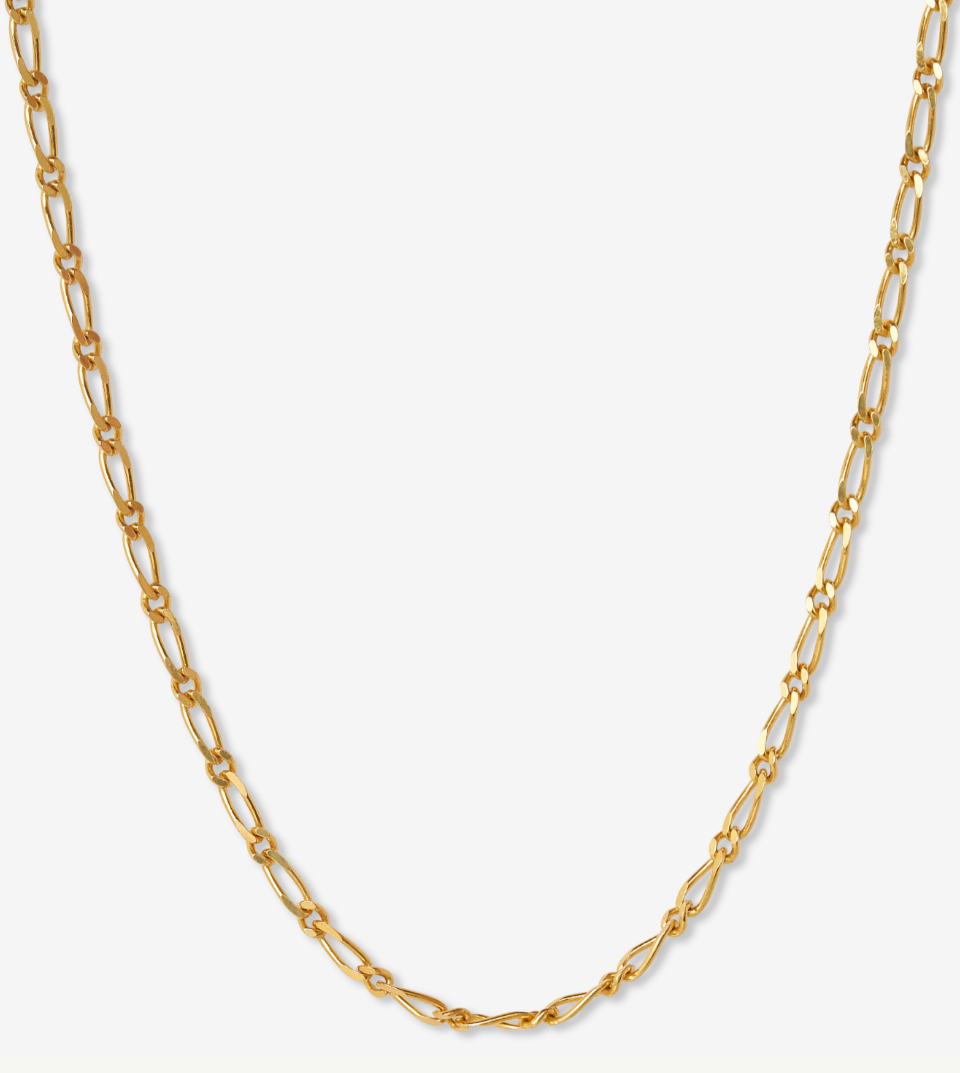 Mixed Link Paperclip Chain Necklace in 18k Yellow Gold