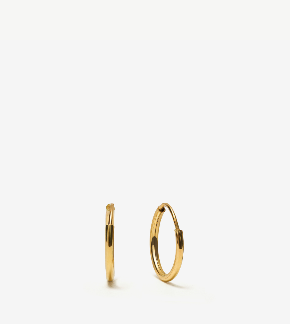 Slim Huggie Earrings in Yellow Gold, 11mm