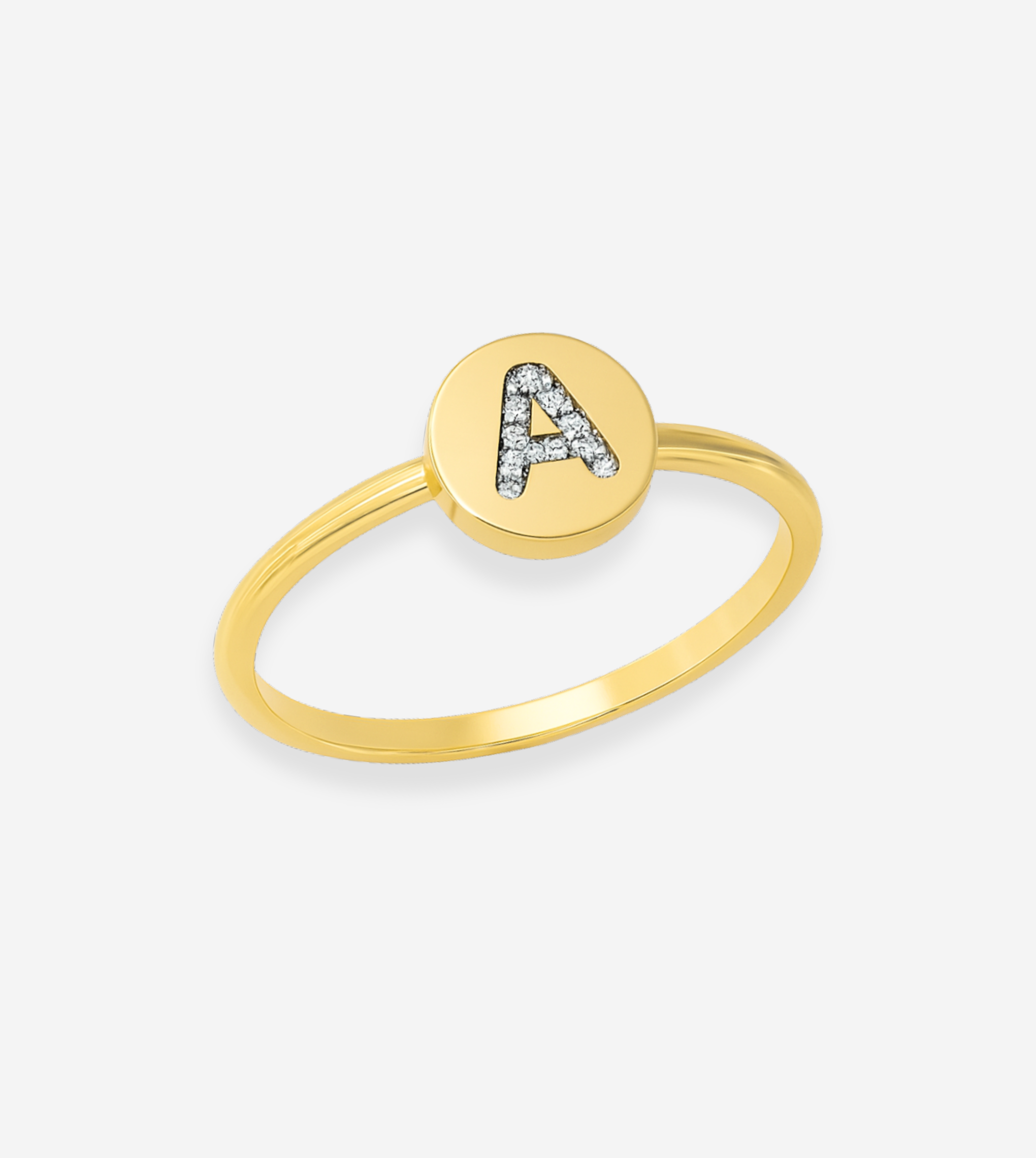FIGLIO 18k Gold Diamond Letter A Ring
