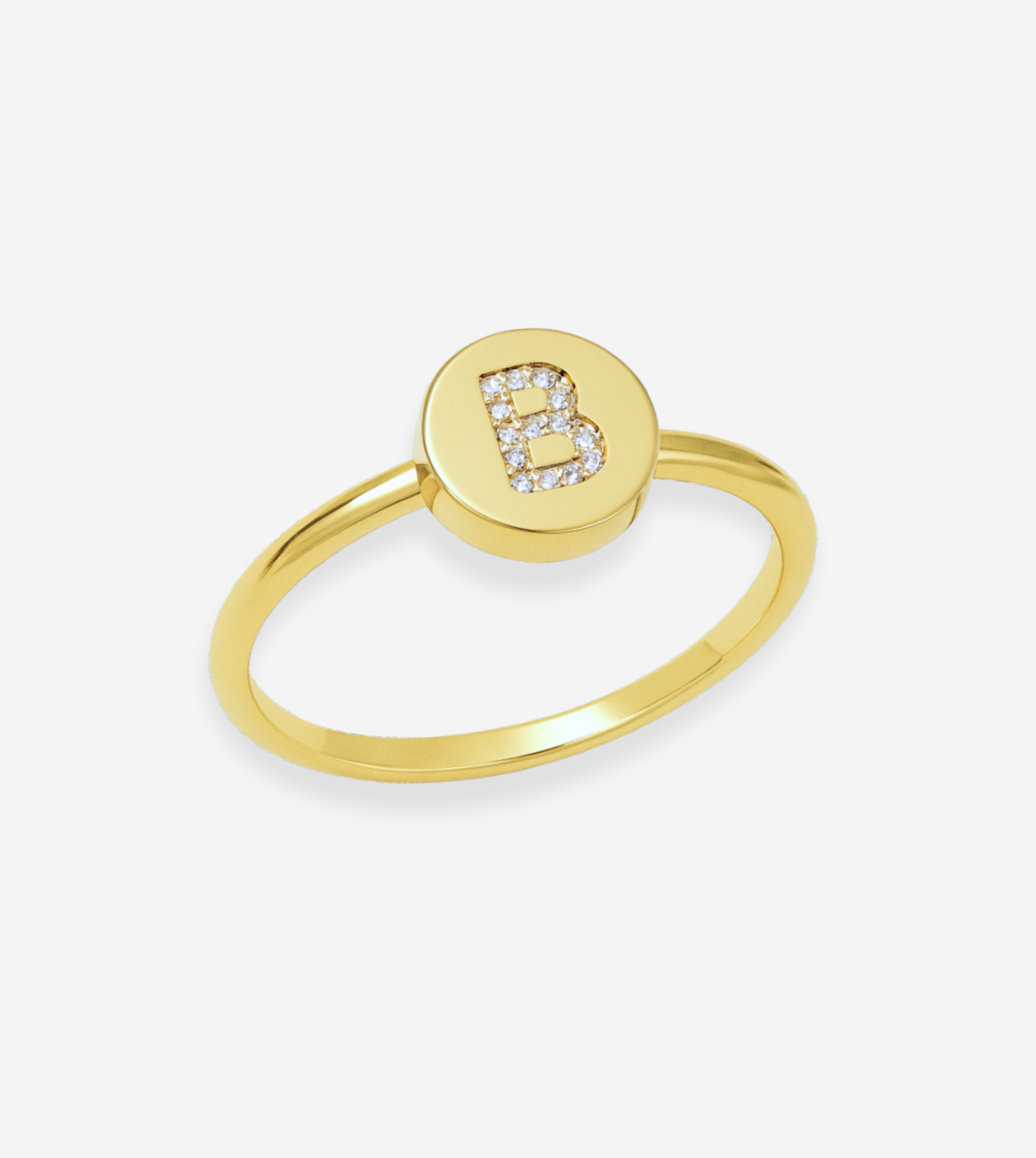 FIGLIO 18k Gold Diamond Letter B Ring