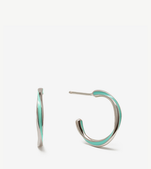 Candy Hoops in Silver, Turquoise enamel