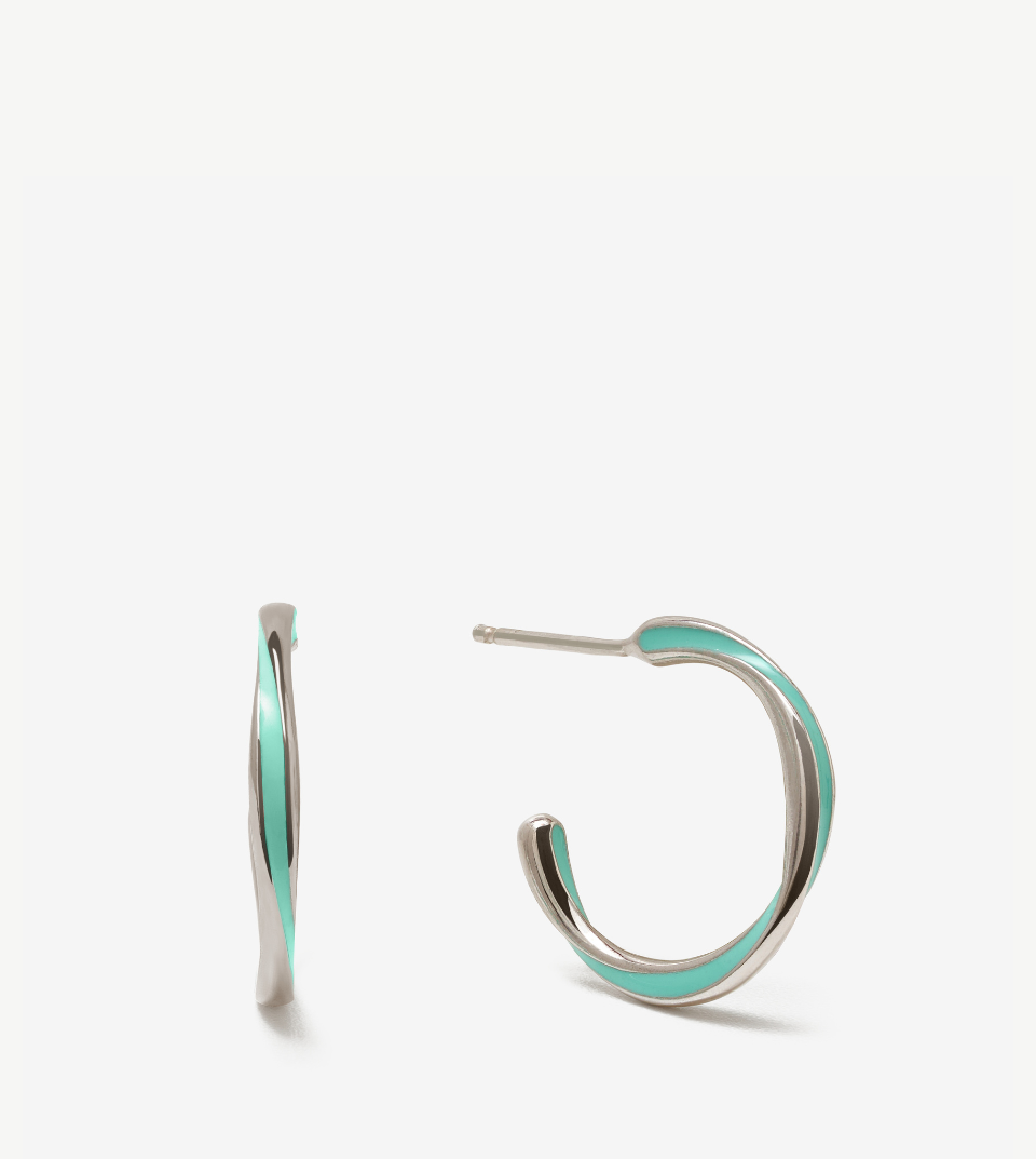 Candy Hoops in Silver, Turquoise enamel