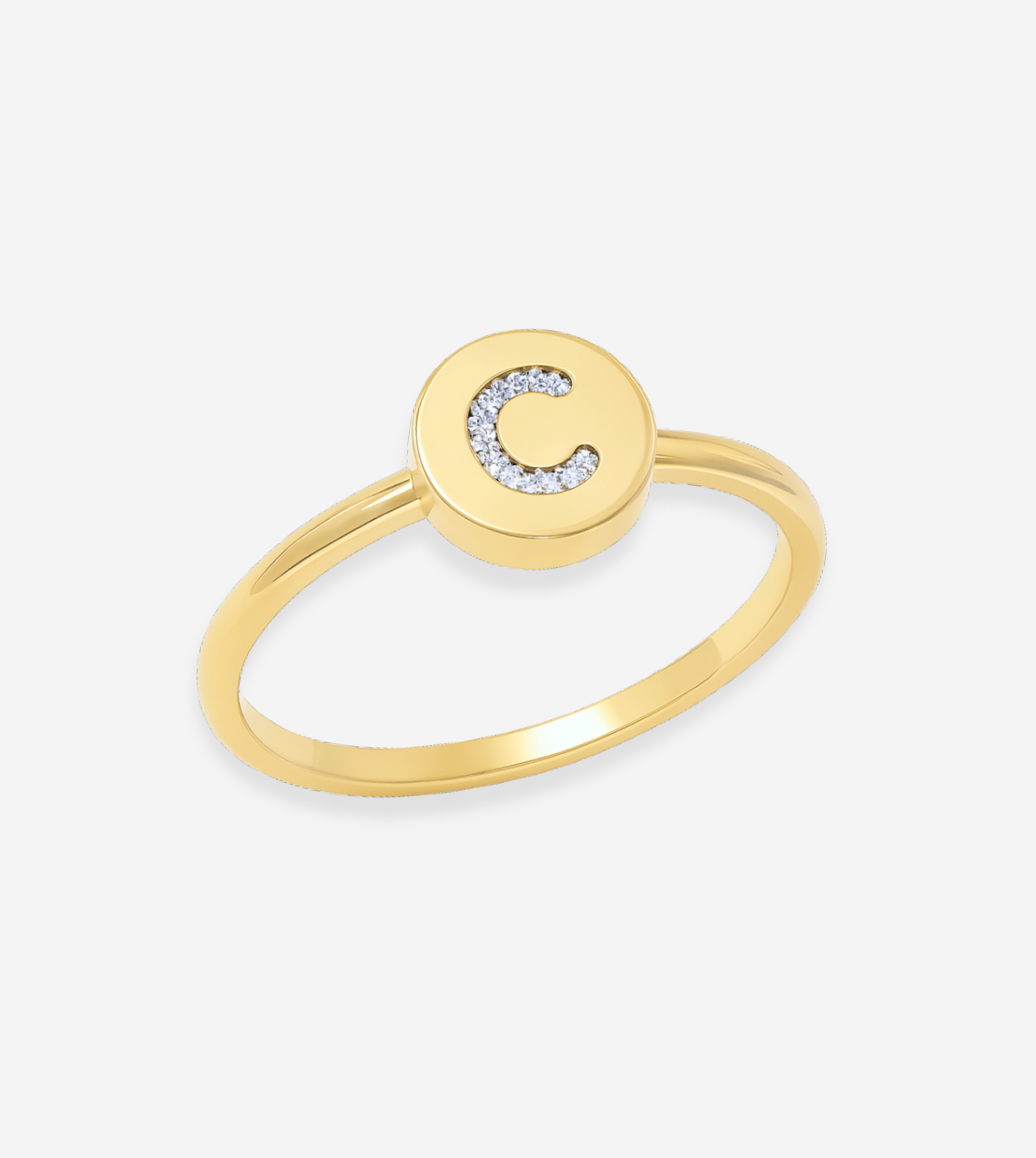 FIGLIO 18k Gold Diamond Letter C Ring