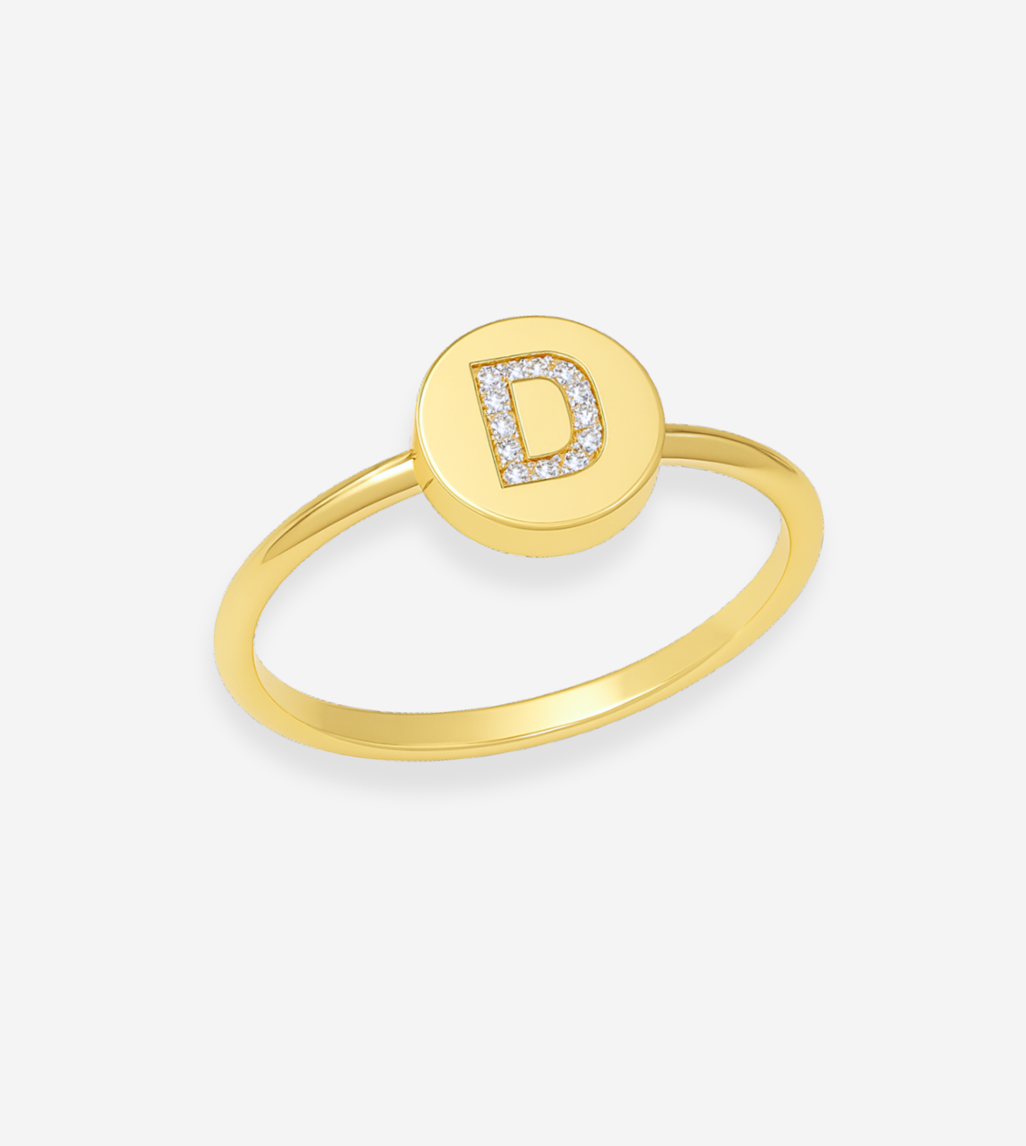 FIGLIO 18k Gold Diamond Letter D Ring