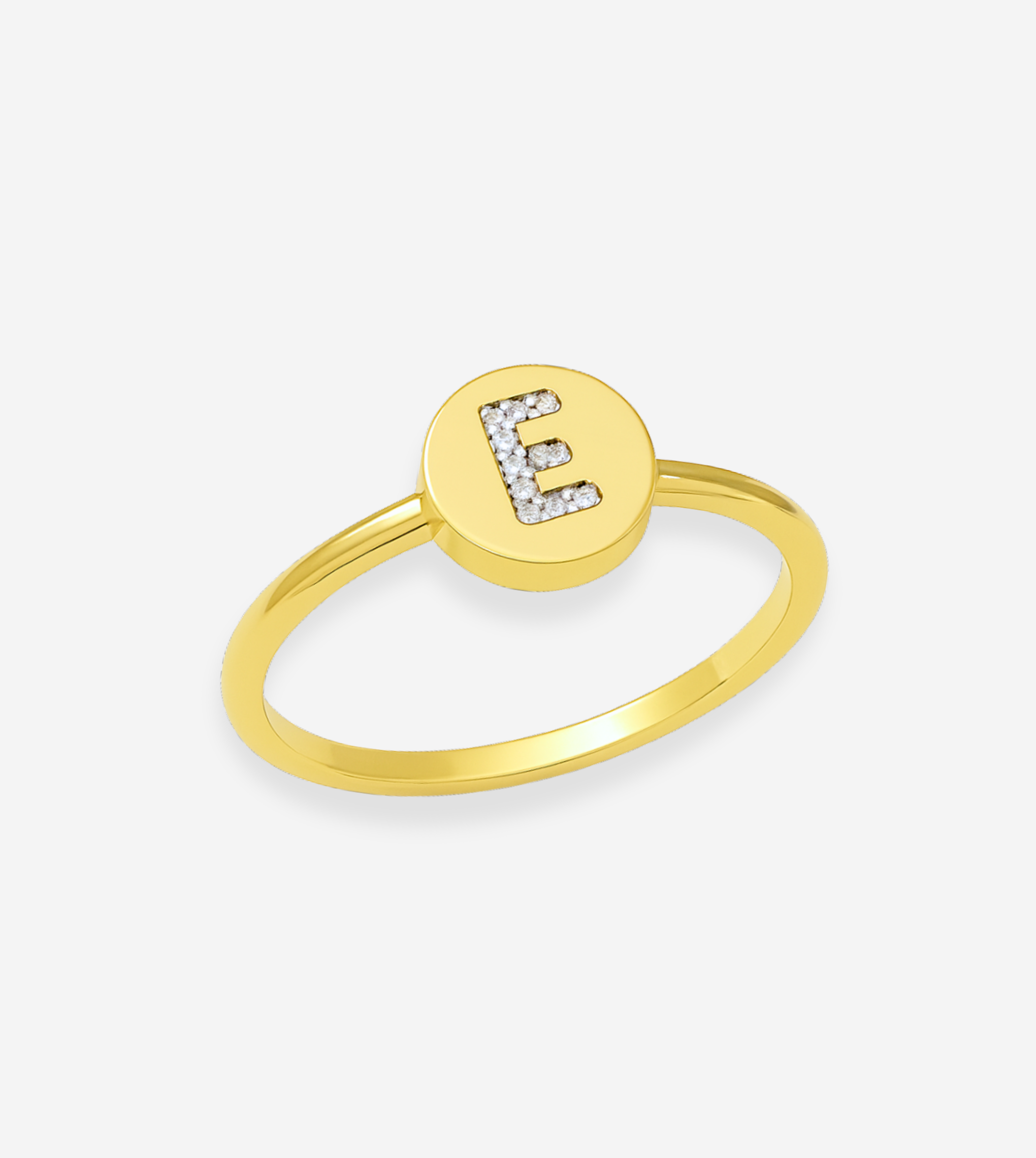 FIGLIO 18k Gold Diamond Letter E Ring