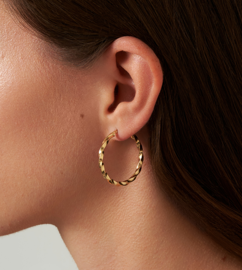 Ripple Large Hoops - yellow gold - FIGLIO